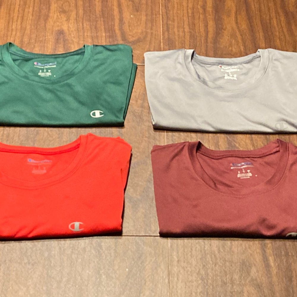 (4) Champion Double Dry Tee Green Red Maroon Gray